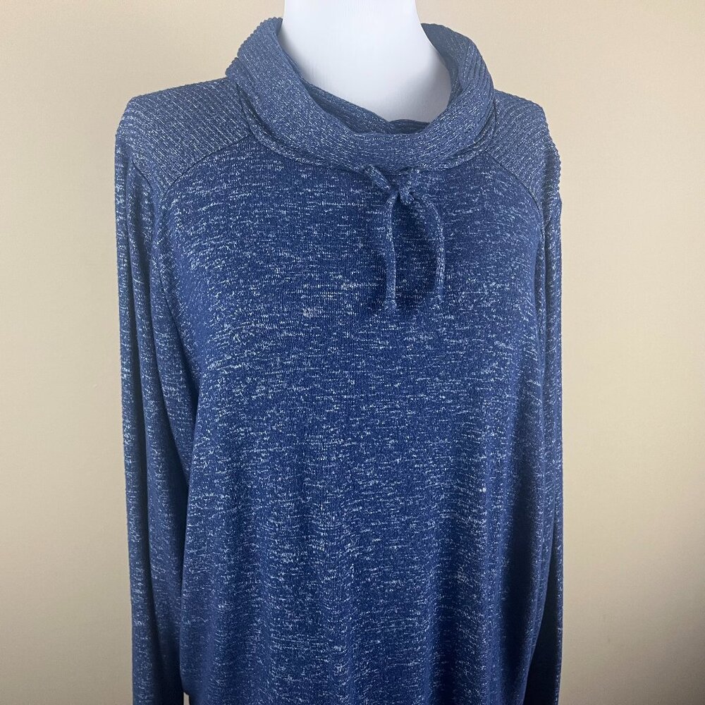 Weekends by Chico's Long Sleeve Knit Top Size XL (Chico's 3) Heathered Blue
